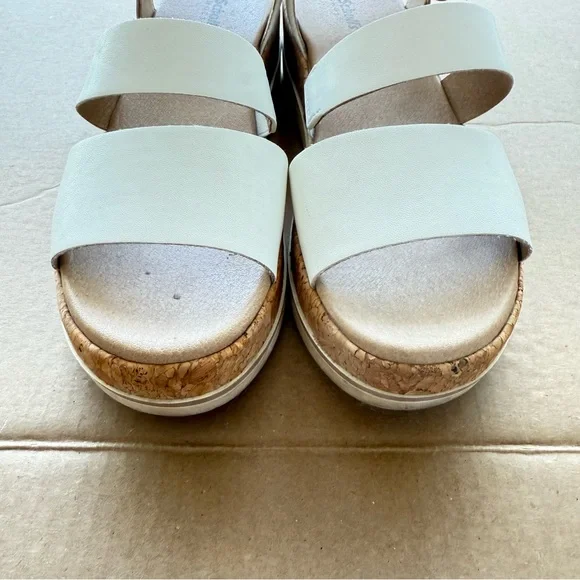Dr. Scholl's White and Brown Sandals with Cork Sole - Picture 3 of 9